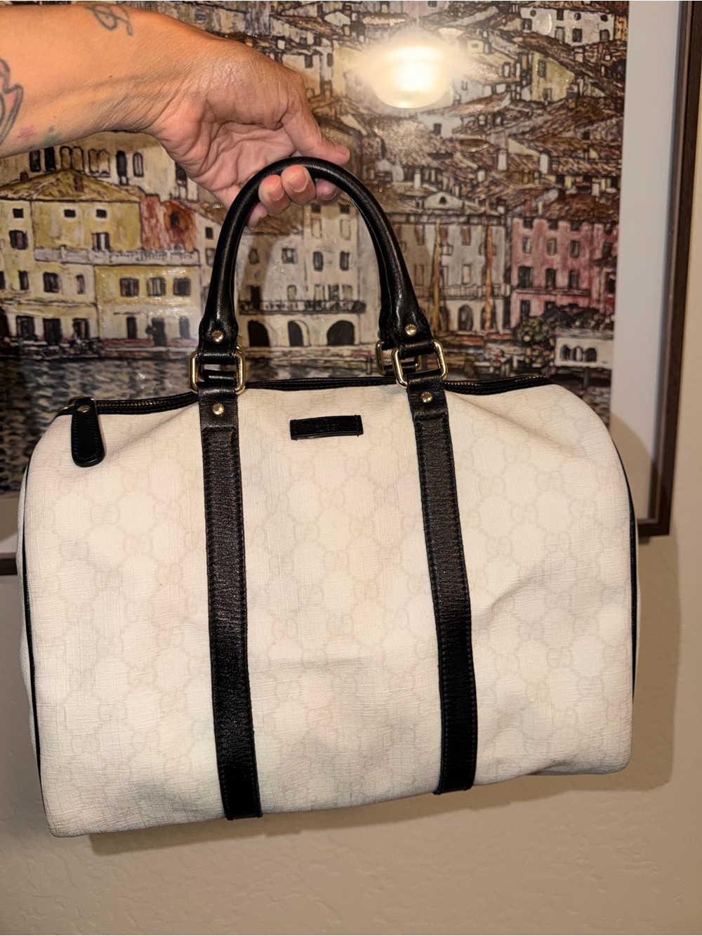 Authentic Gucci Boston Joy Bag White and Black